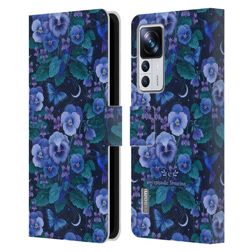 Episodic Drawing Florals & Serpents Violet Blue Flowers Leather Book Wallet Case Cover For Xiaomi 12T Pro