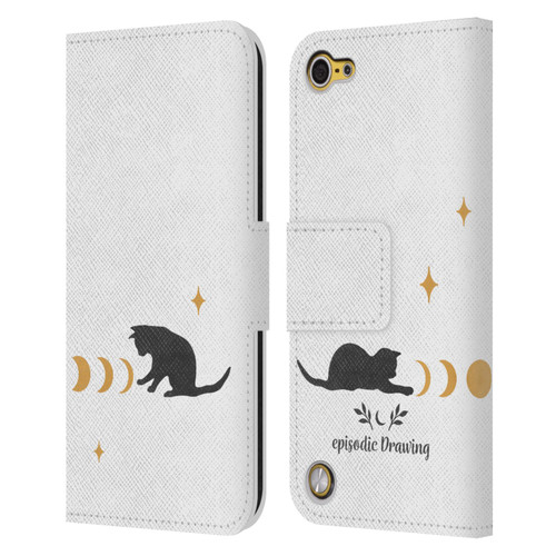 Episodic Drawing Mix Illustrations Cat And Moon Leather Book Wallet Case Cover For Apple iPod Touch 5G 5th Gen