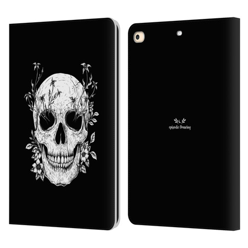 Episodic Drawing Mix Illustrations Floral Skull Leather Book Wallet Case Cover For Apple iPad 9.7 2017 / iPad 9.7 2018