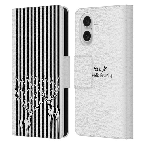 Episodic Drawing Mix Illustrations Deers In Stripes Leather Book Wallet Case Cover For Apple iPhone 16