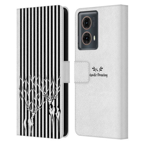 Episodic Drawing Mix Illustrations Deers In Stripes Leather Book Wallet Case Cover For Motorola Moto G85