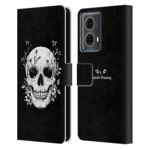 Episodic Drawing Mix Illustrations Floral Skull Leather Book Wallet Case Cover For Motorola Moto G85