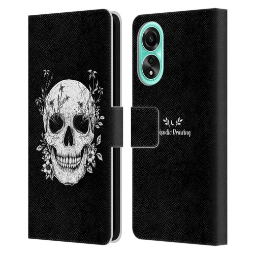 Episodic Drawing Mix Illustrations Floral Skull Leather Book Wallet Case Cover For OPPO A78 4G