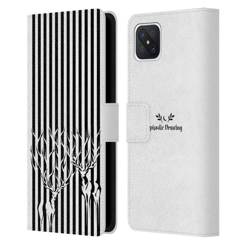 Episodic Drawing Mix Illustrations Deers In Stripes Leather Book Wallet Case Cover For OPPO Reno4 Z 5G