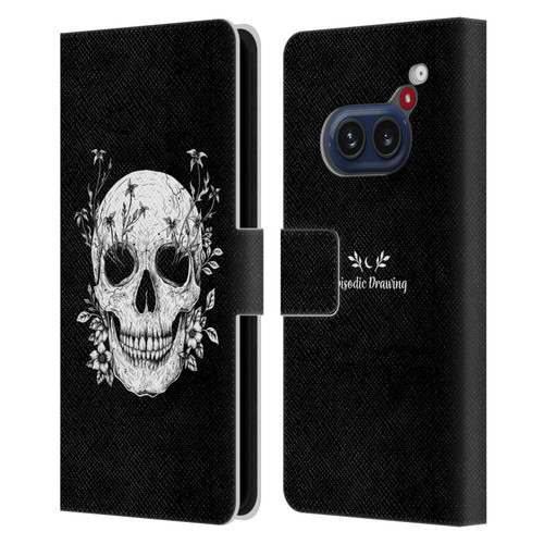 Episodic Drawing Mix Illustrations Floral Skull Leather Book Wallet Case Cover For Nothing Phone (2a)