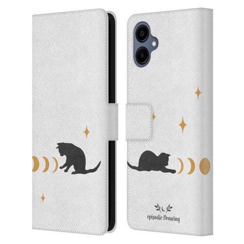 Episodic Drawing Mix Illustrations Cat And Moon Leather Book Wallet Case Cover For Samsung Galaxy A06 4G