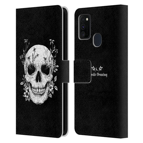 Episodic Drawing Mix Illustrations Floral Skull Leather Book Wallet Case Cover For Samsung Galaxy M30s (2019)/M21 (2020)