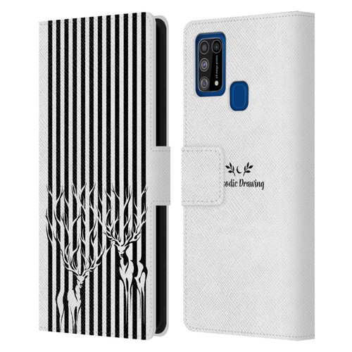 Episodic Drawing Mix Illustrations Deers In Stripes Leather Book Wallet Case Cover For Samsung Galaxy M31 (2020)