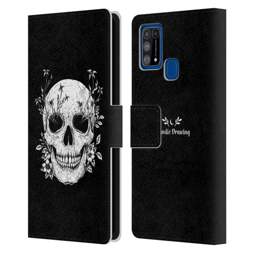 Episodic Drawing Mix Illustrations Floral Skull Leather Book Wallet Case Cover For Samsung Galaxy M31 (2020)
