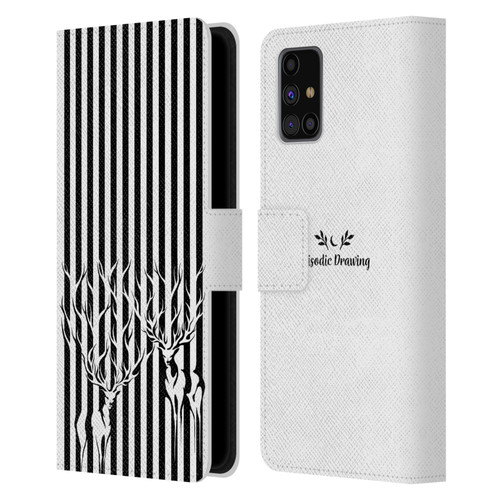 Episodic Drawing Mix Illustrations Deers In Stripes Leather Book Wallet Case Cover For Samsung Galaxy M31s (2020)