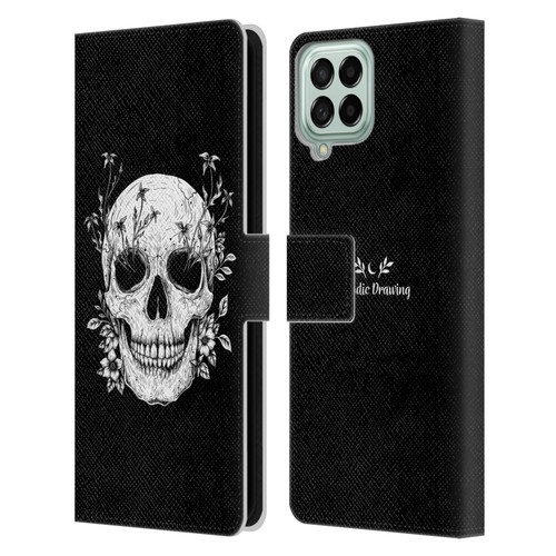 Episodic Drawing Mix Illustrations Floral Skull Leather Book Wallet Case Cover For Samsung Galaxy M53 (2022)