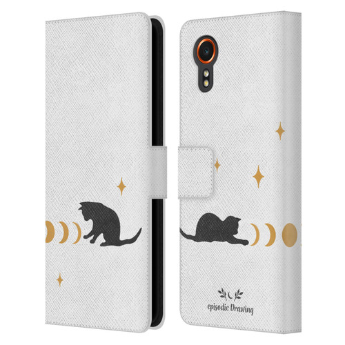 Episodic Drawing Mix Illustrations Cat And Moon Leather Book Wallet Case Cover For Samsung Galaxy Xcover7 5G