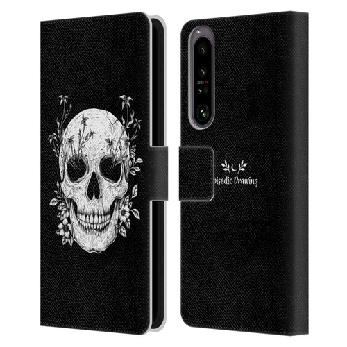 Episodic Drawing Mix Illustrations Floral Skull Leather Book Wallet Case Cover For Sony Xperia 1 IV