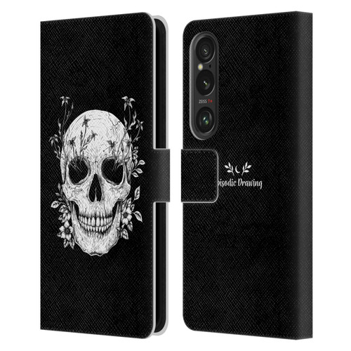 Episodic Drawing Mix Illustrations Floral Skull Leather Book Wallet Case Cover For Sony Xperia 1 VI 5G