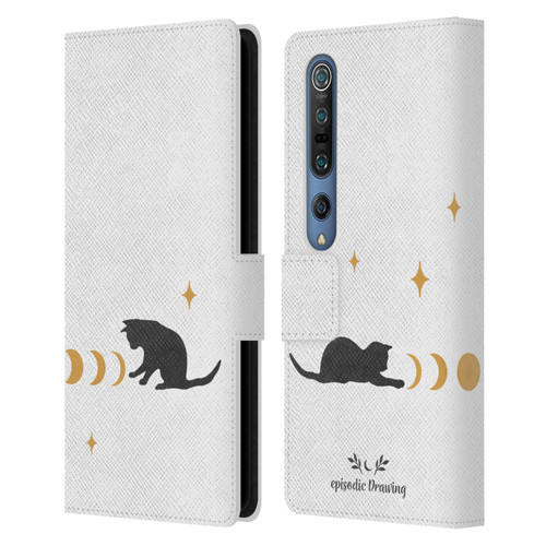Episodic Drawing Mix Illustrations Cat And Moon Leather Book Wallet Case Cover For Xiaomi Mi 10 5G / Mi 10 Pro 5G