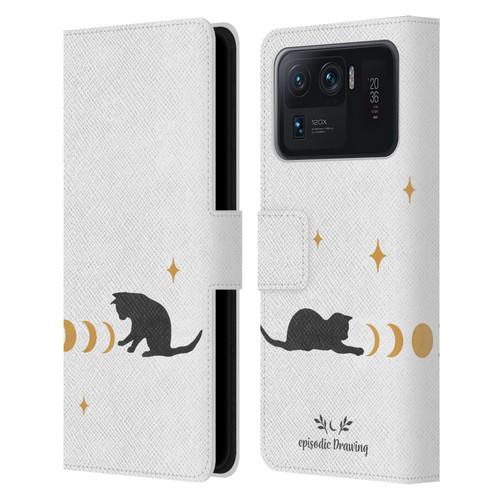 Episodic Drawing Mix Illustrations Cat And Moon Leather Book Wallet Case Cover For Xiaomi Mi 11 Ultra