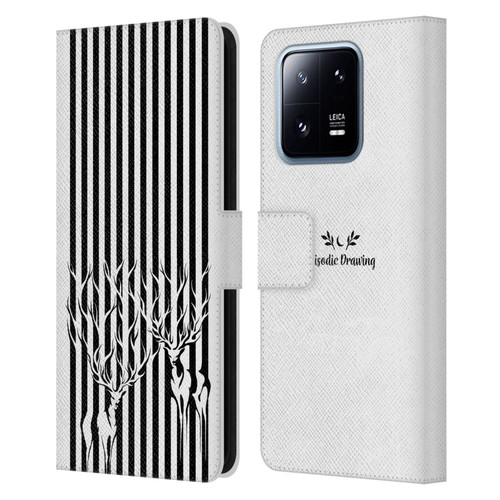 Episodic Drawing Mix Illustrations Deers In Stripes Leather Book Wallet Case Cover For Xiaomi 13 Pro 5G