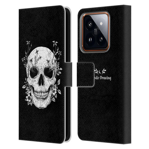 Episodic Drawing Mix Illustrations Floral Skull Leather Book Wallet Case Cover For Xiaomi 14