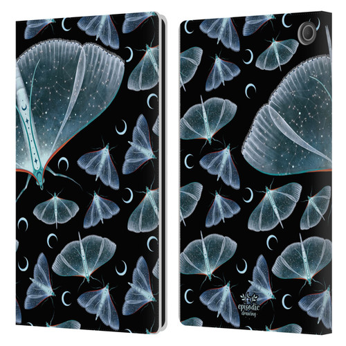 Episodic Drawing Moth Patterns Translucent Leather Book Wallet Case Cover For Amazon Fire Max 11 2023
