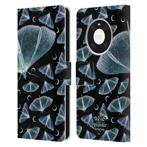 Episodic Drawing Moth Patterns Translucent Leather Book Wallet Case Cover For Huawei Mate 40 Pro 5G