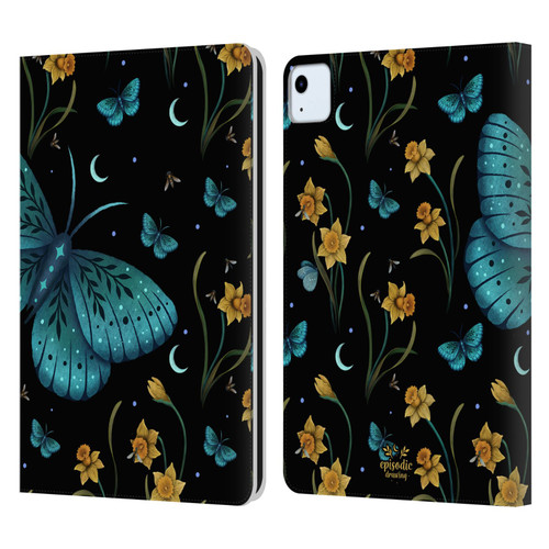 Episodic Drawing Moth Patterns Daffodil Flowers Leather Book Wallet Case Cover For Apple iPad Air 11 2020/2022/2024