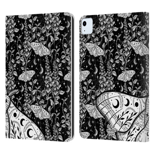 Episodic Drawing Moth Patterns White Leather Book Wallet Case Cover For Apple iPad Air 11 2020/2022/2024