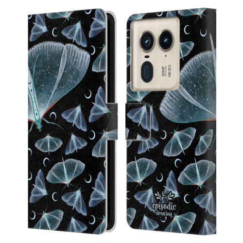 Episodic Drawing Moth Patterns Translucent Leather Book Wallet Case Cover For Motorola Edge 50 Ultra/X50 Ultra