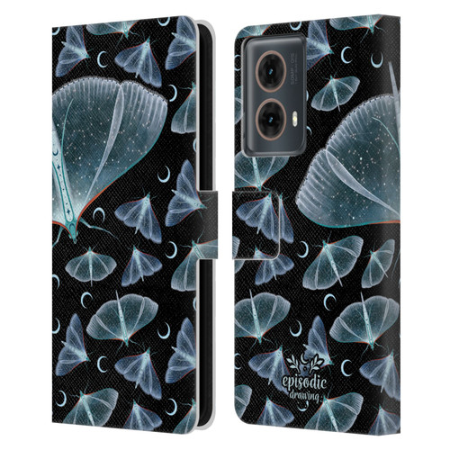 Episodic Drawing Moth Patterns Translucent Leather Book Wallet Case Cover For Motorola Moto G85