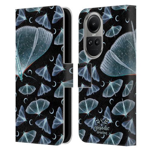 Episodic Drawing Moth Patterns Translucent Leather Book Wallet Case Cover For OPPO Reno10 5G / Reno10 Pro 5G