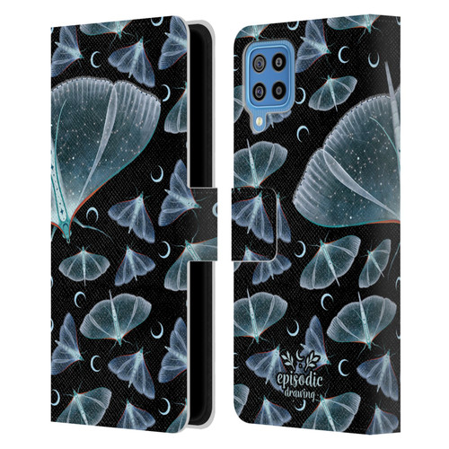 Episodic Drawing Moth Patterns Translucent Leather Book Wallet Case Cover For Samsung Galaxy F22 (2021)