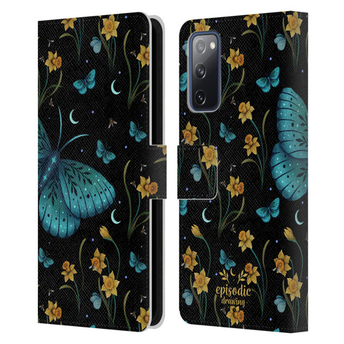 Episodic Drawing Moth Patterns Daffodil Flowers Leather Book Wallet Case Cover For Samsung Galaxy S20 FE / 5G