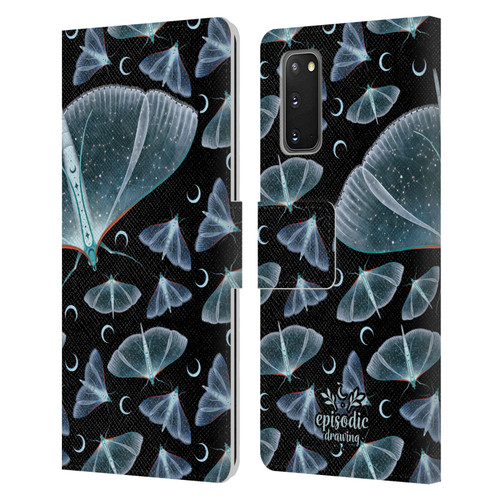 Episodic Drawing Moth Patterns Translucent Leather Book Wallet Case Cover For Samsung Galaxy S20 / S20 5G