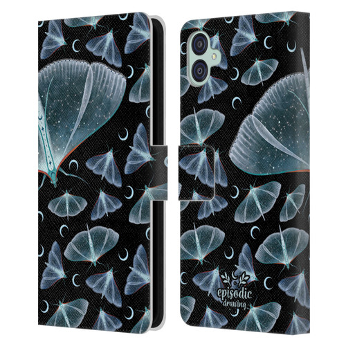 Episodic Drawing Moth Patterns Translucent Leather Book Wallet Case Cover For Samsung Galaxy M04 5G / A04e