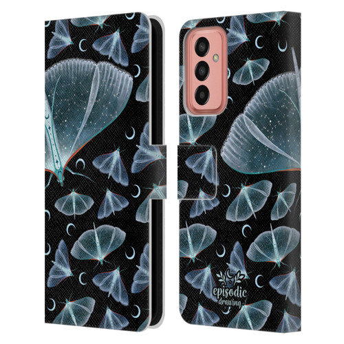 Episodic Drawing Moth Patterns Translucent Leather Book Wallet Case Cover For Samsung Galaxy M13 (2022)