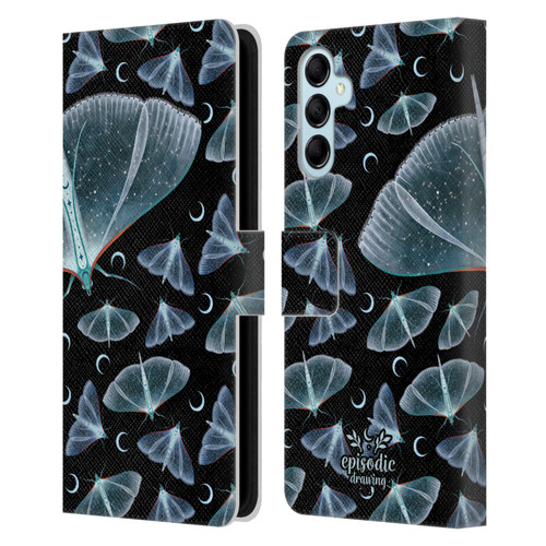 Episodic Drawing Moth Patterns Translucent Leather Book Wallet Case Cover For Samsung Galaxy M14 5G