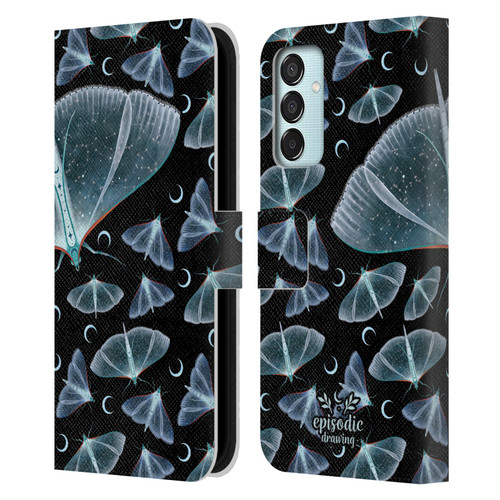 Episodic Drawing Moth Patterns Translucent Leather Book Wallet Case Cover For Samsung Galaxy M15/F15 5G