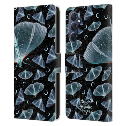 Episodic Drawing Moth Patterns Translucent Leather Book Wallet Case Cover For Samsung Galaxy M54 5G