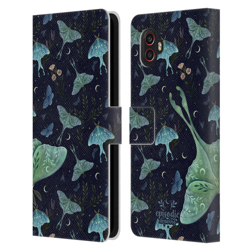 Episodic Drawing Moth Patterns Green Leather Book Wallet Case Cover For Samsung Galaxy Xcover6 Pro/Pro2