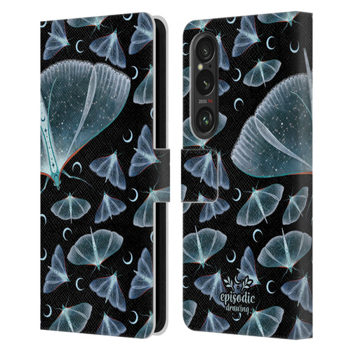 Episodic Drawing Moth Patterns Translucent Leather Book Wallet Case Cover For Sony Xperia 1 VI 5G