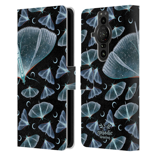 Episodic Drawing Moth Patterns Translucent Leather Book Wallet Case Cover For Sony Xperia Pro-I
