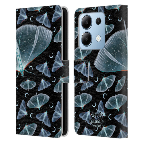 Episodic Drawing Moth Patterns Translucent Leather Book Wallet Case Cover For Xiaomi Redmi Note 13/13 Pro 5G