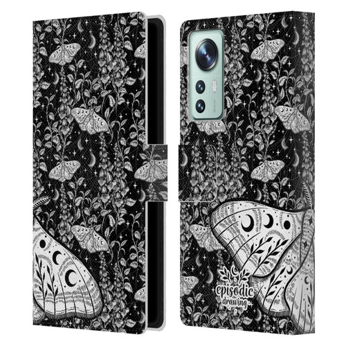 Episodic Drawing Moth Patterns White Leather Book Wallet Case Cover For Xiaomi 12