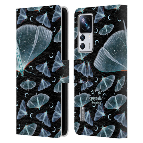 Episodic Drawing Moth Patterns Translucent Leather Book Wallet Case Cover For Xiaomi 12T Pro