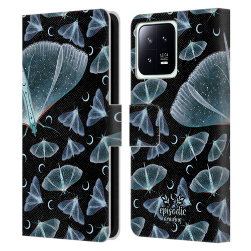 Episodic Drawing Moth Patterns Translucent Leather Book Wallet Case Cover For Xiaomi 13 5G