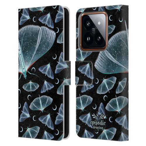 Episodic Drawing Moth Patterns Translucent Leather Book Wallet Case Cover For Xiaomi 14