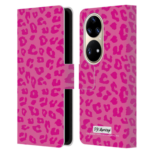 P.D. Moreno Patterns Pink Leopard Leather Book Wallet Case Cover For Huawei P50 Pro
