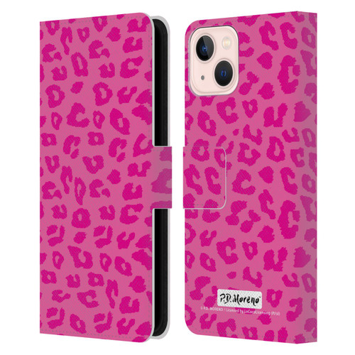 P.D. Moreno Patterns Pink Leopard Leather Book Wallet Case Cover For Apple iPhone 13