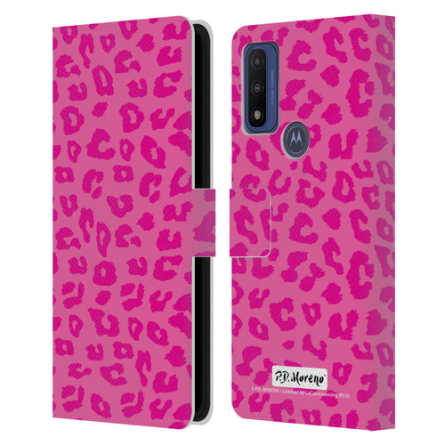 P.D. Moreno Patterns Pink Leopard Leather Book Wallet Case Cover For Motorola G Pure