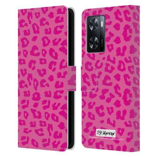 P.D. Moreno Patterns Pink Leopard Leather Book Wallet Case Cover For OPPO A57s
