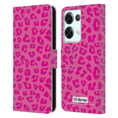 P.D. Moreno Patterns Pink Leopard Leather Book Wallet Case Cover For OPPO Reno8 Pro